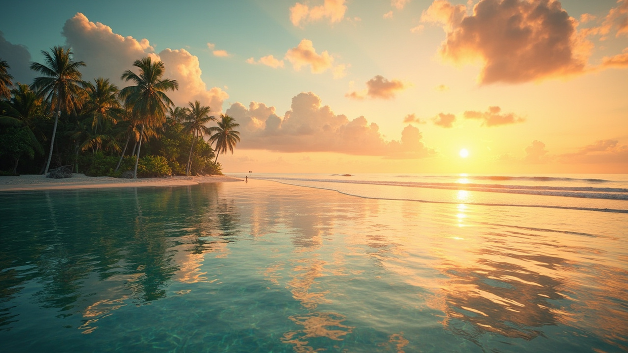 Buying Kava In Canada: Your Guide to Canadian Kava 1 serene tropical island coastline at sunset with calm pacific ocean waters and swaying palm trees