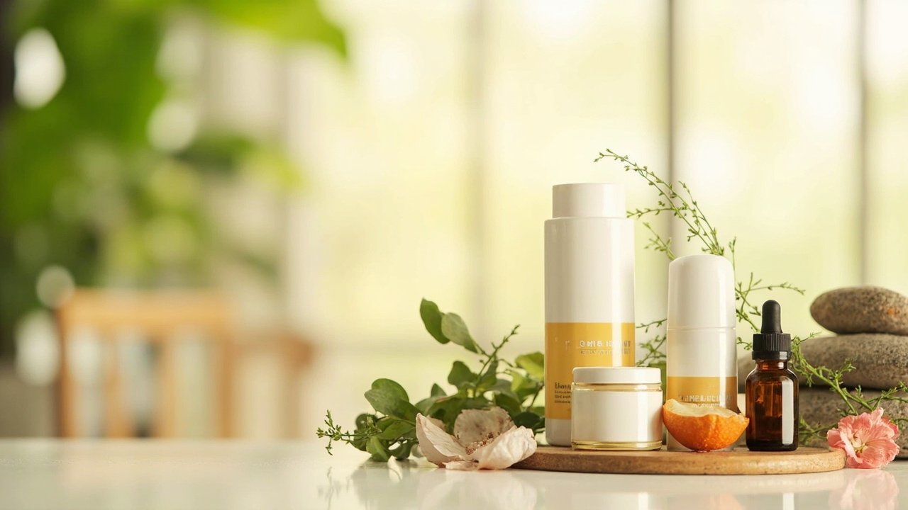 calm wellness setting with natural lighting and botanical elements arranged peacefully