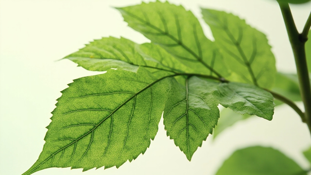 botanical illustration showing the detailed structure of tropical leaves from a mitragyna speciosa plant with scientific annotations