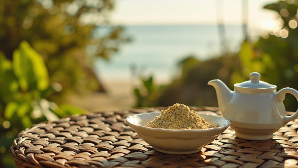 Kratom tea and powder in a Victoria-inspired setting — Kratom Active delivers across Victoria